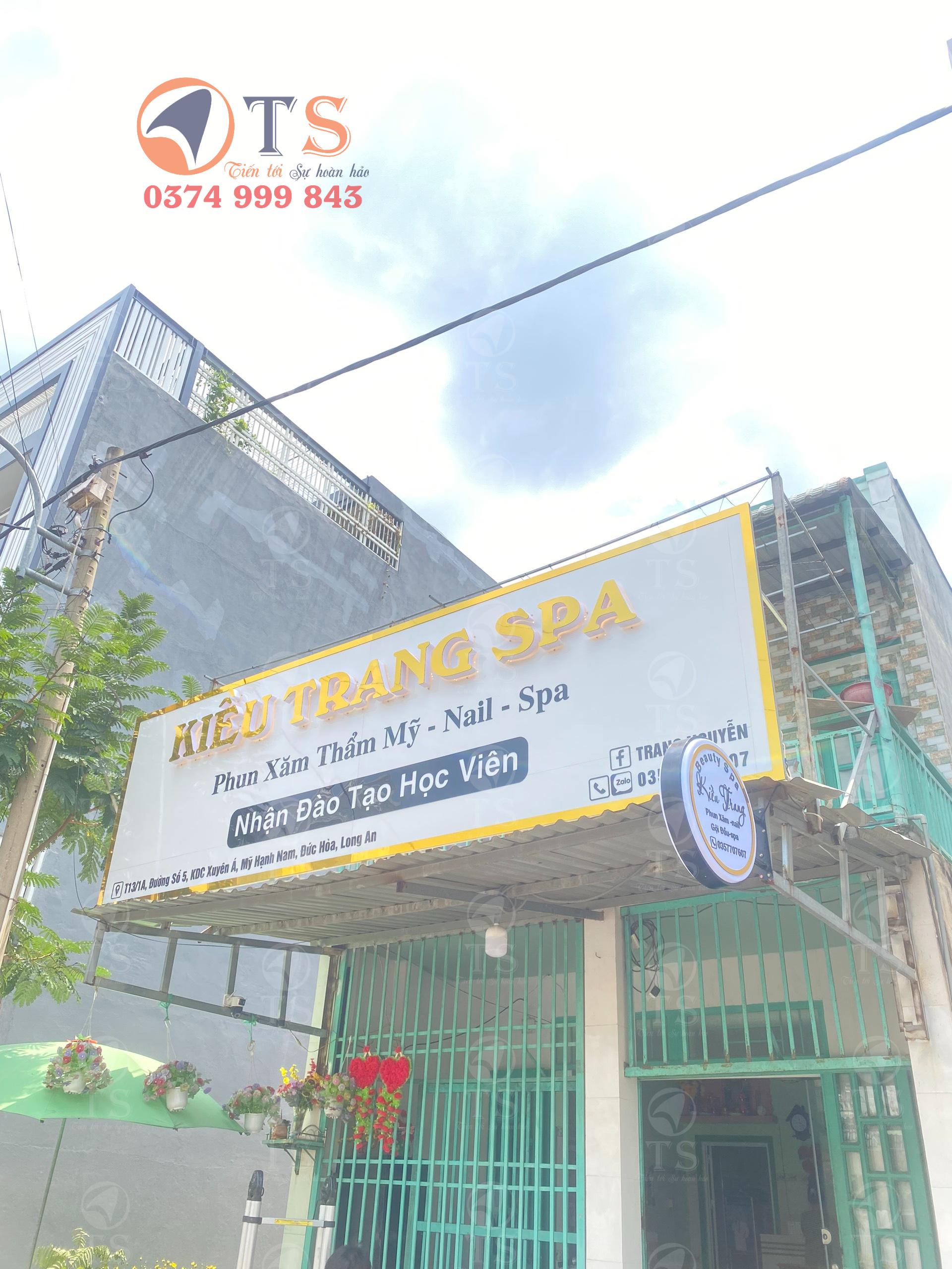 🌿 Thi Công Bảng Hiệu Spa Đẹp – Dự Án Kiều Trang Spa – Long An