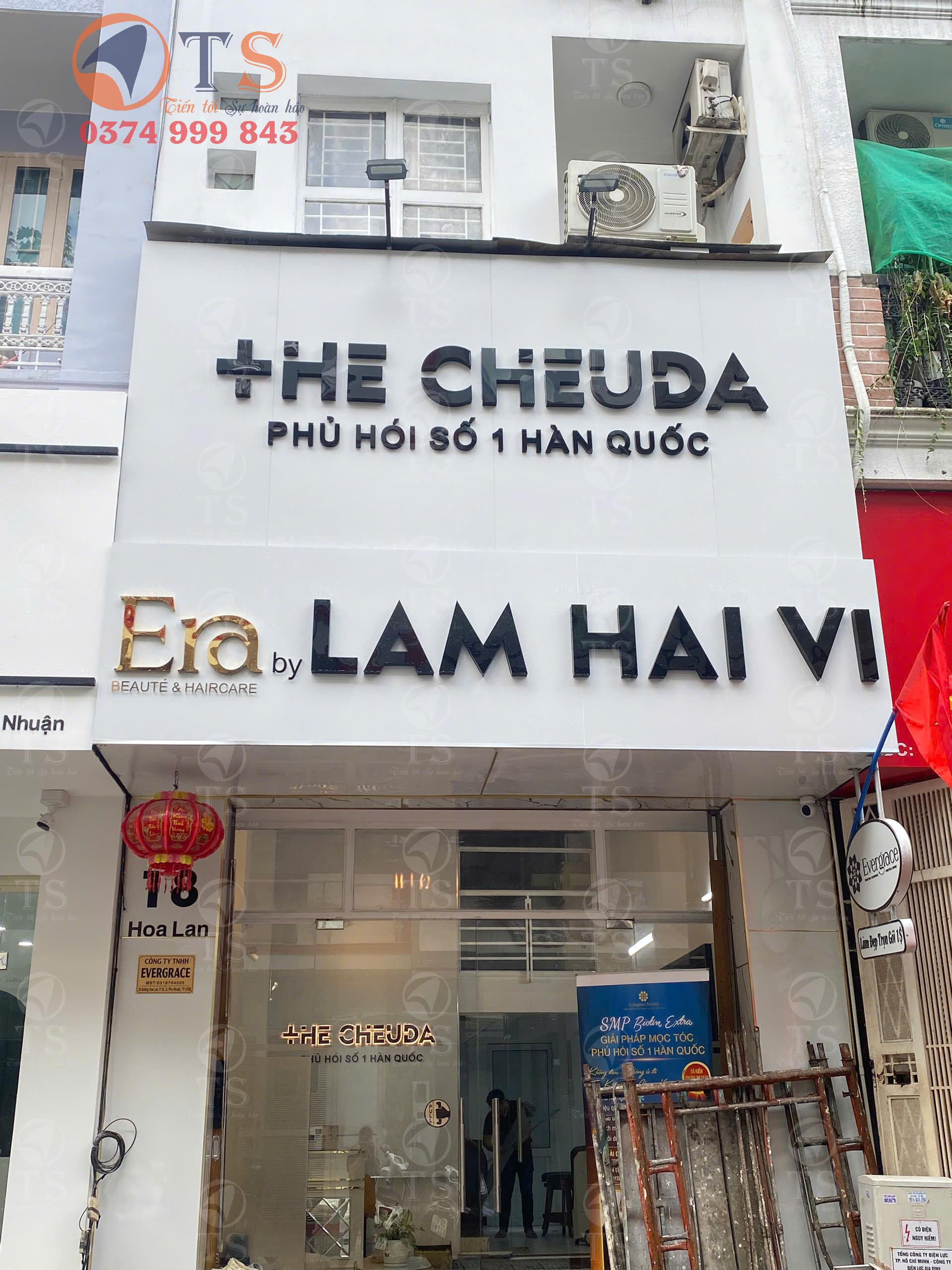 Thi Công Bảng Hiệu Chữ Inox Nổi – Spa The Cheuda & Lâm Hải Vi